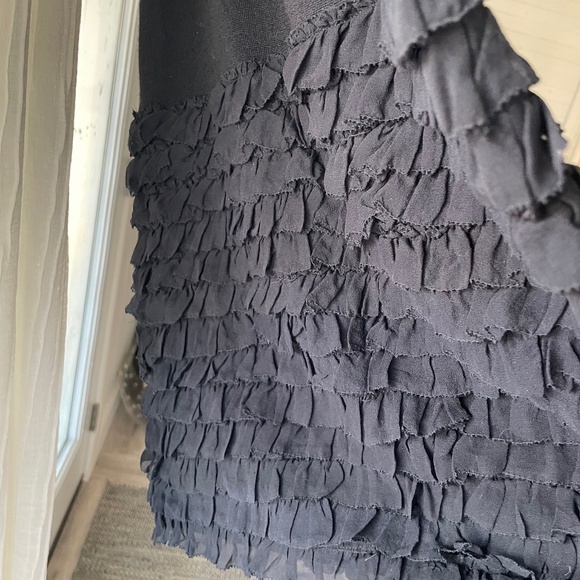 DVF DIANE Von FURSTENBERG wool silk little black ruffle dress - Picture 6 of 14